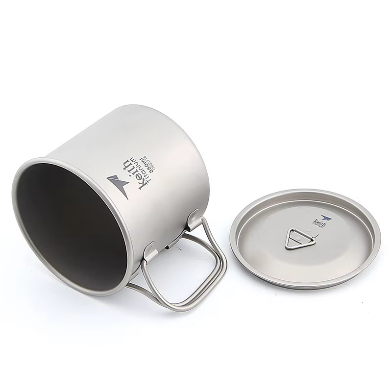 Pamono-Tasse à eau en titane avec couvercle Ti3240 ,350ml, ustensiles de cuisine pour pique-nique, s
