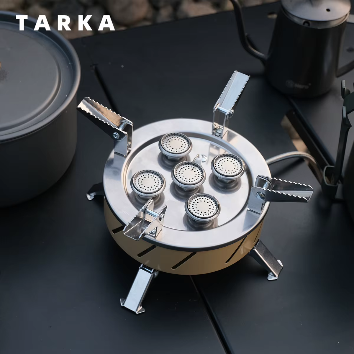 TARKA Camping 5 tête cuisinière à gaz 11800w haute puissance extérieur pliant brûleur à gaz four de