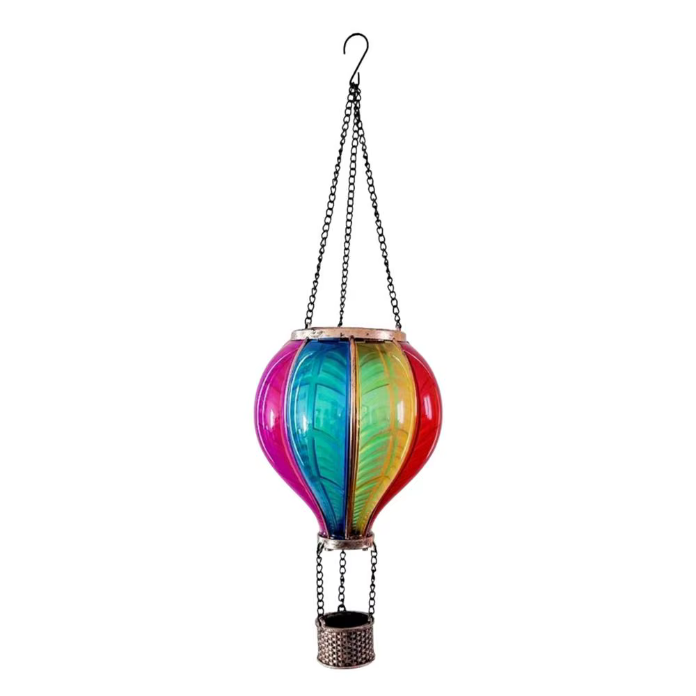 Lanterne solaire décorative portable imperméable en forme de montgolfière pour extérieur, jardin, pa
