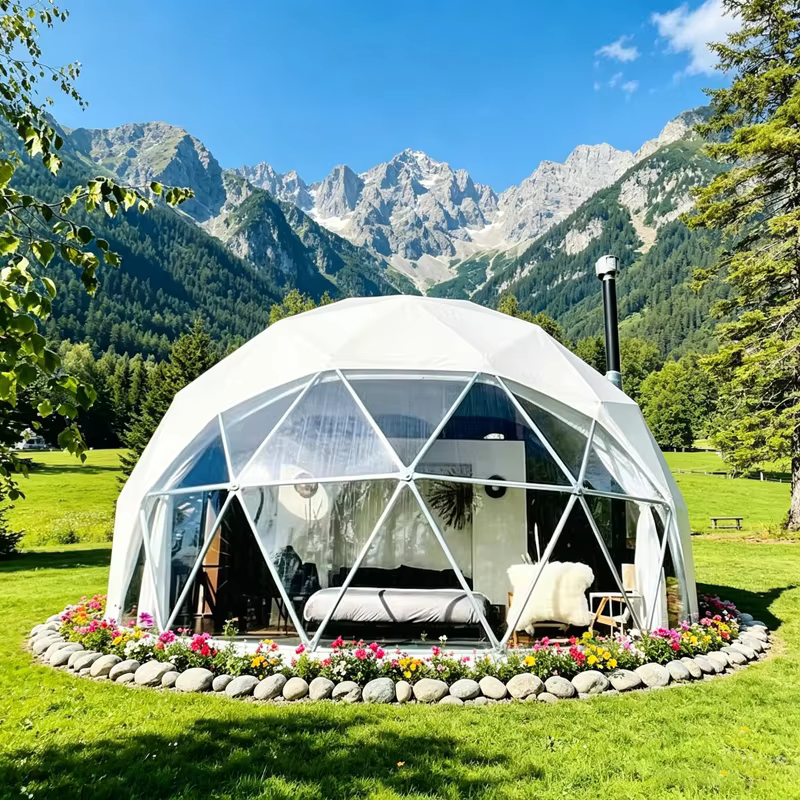 Dôme de Glamping de Luxe, Tentes Géodésiques, Grandes Tentes de Camping de Luxe, Dôme Hôtelier Sphér