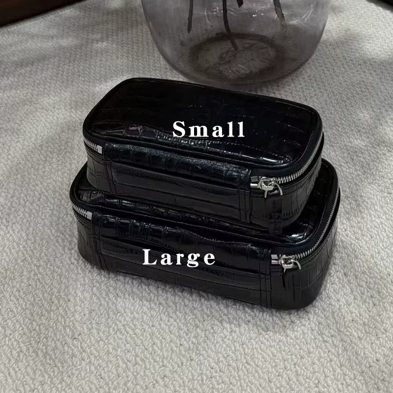 Pochette cosmétique miniature en cuir gaufré crocodile, organiseur de toilette, sac cosmétique porta