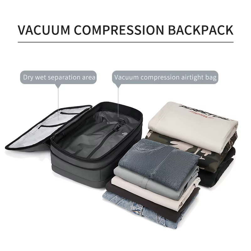 Sac à dos de voyage à compression sous vide pour hommes, sac à dos pour ordinateur portable 17 pouce
