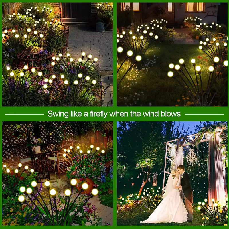 Paquet de 12 lumières solaires LED extérieures étanche Starburst solaire luciole lumières lampe de p