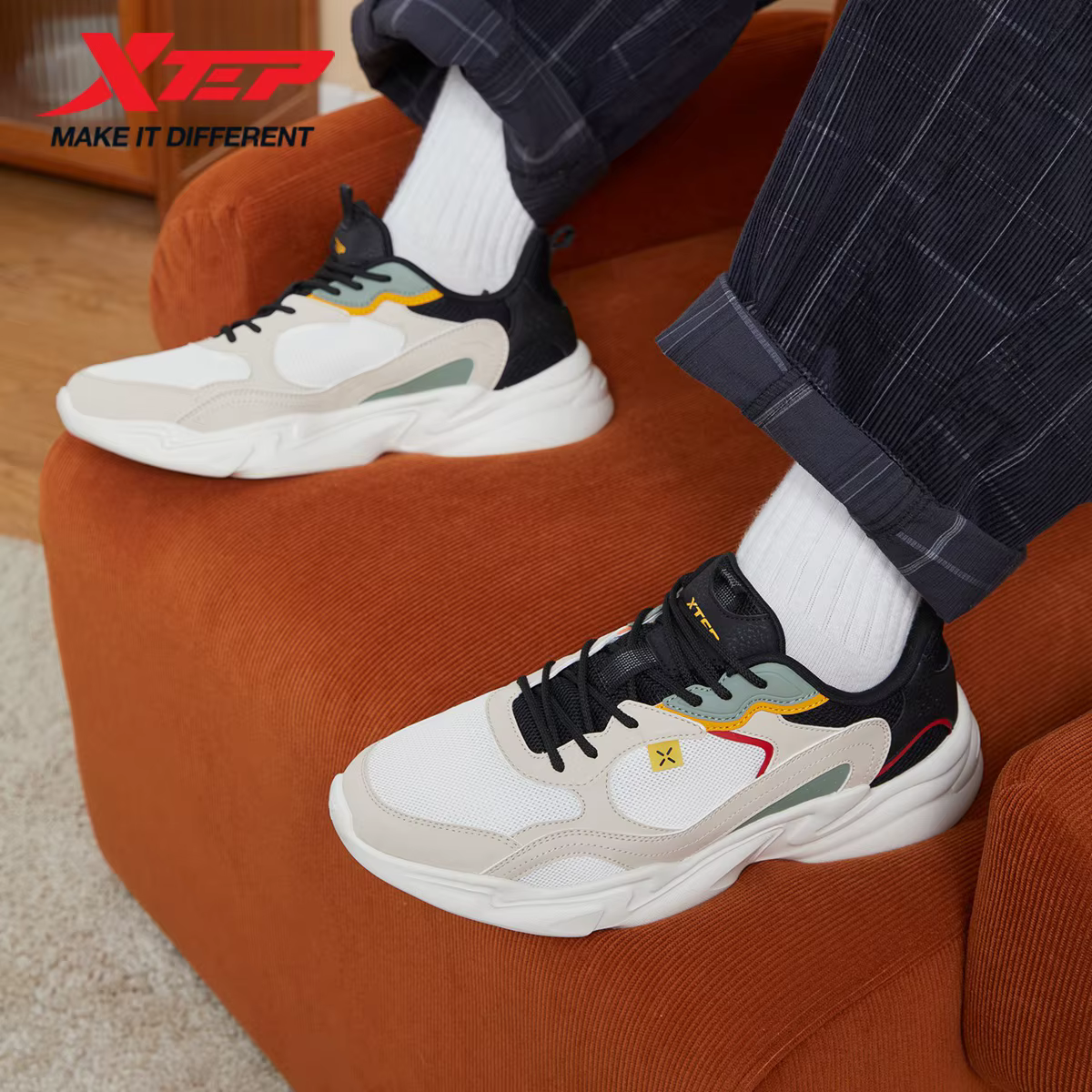 Xtep chaussures de marche pour hommes décontracté mode Trekking soutien extérieur confortable respir