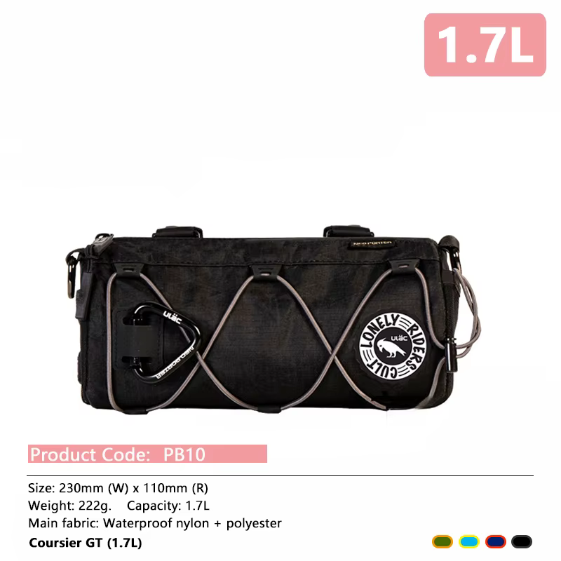(ULAC)PB10LX sac de guidon de vélo étanche et pochette de cadre avant rangement de baril de cylindre