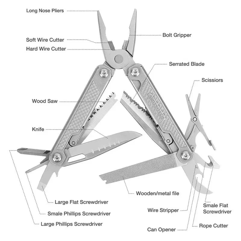 SWISS TECH – couteau de poche multi-outils 15 en 1 pour l'extérieur, fournitures de Camping EDC surv