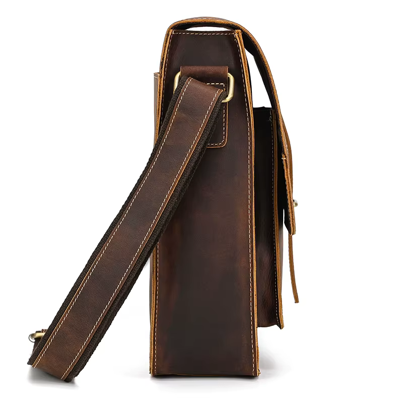 Sac à bandoulière Vintage en cuir véritable pour hommes, sacoche à bandoulière en peau de vache