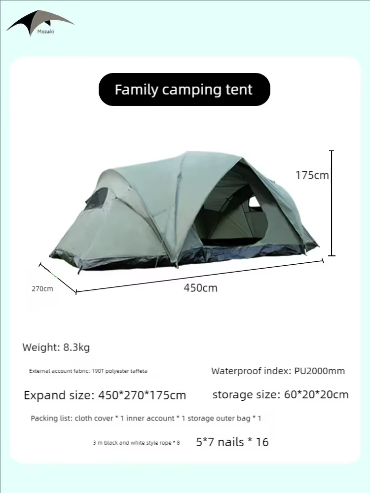 Tente de Camping en plein air imperméable pour 4 à 6 personnes, équipement de Camping Extra Large po