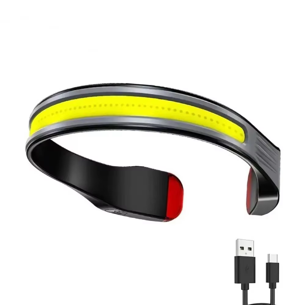 Lampe frontale Rechargeable 3 Modes d'éclairage COB avec feu rouge arrière, éclairage grand Angle po