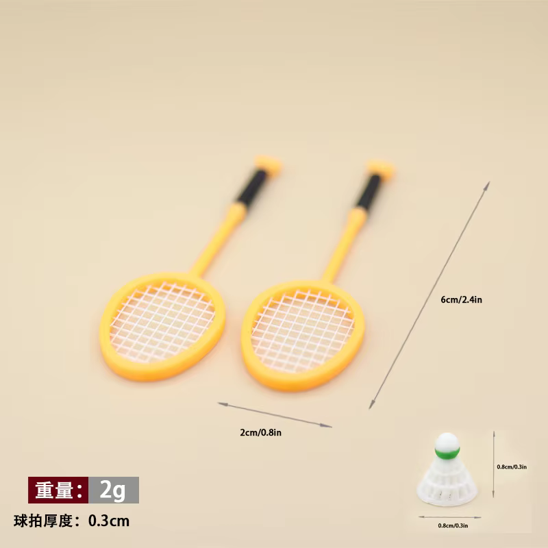 Maison de poupée Miniature, Mini Badminton de sport avec raquette, modèle pour accessoires de poupée