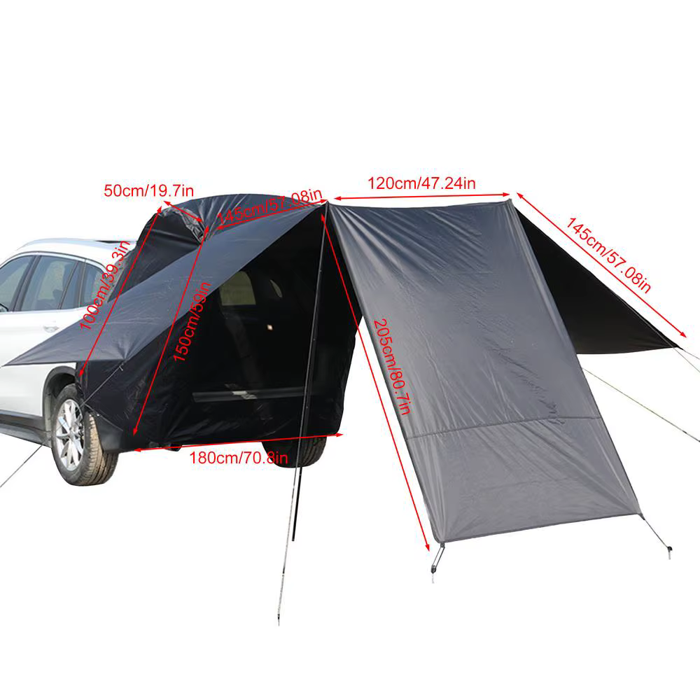 Tente de coffre de camping portable pour SUV, porte arrière de voiture, ombre arc-en-ciel à 3 côtés,