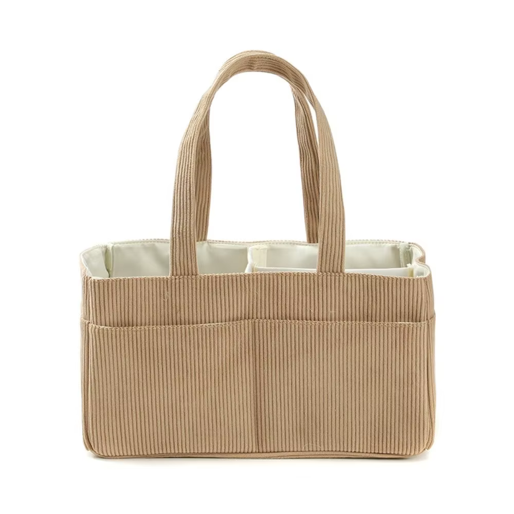 Sac à langer en velours côtelé grande capacité, léger, avec compartiments, sac à main pour maman, la