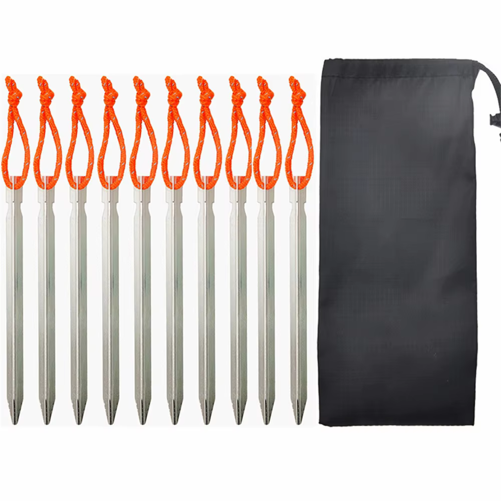 1 ensemble de piquets de tente en alliage d'aluminium, clous, piquets, cordes, accessoires de tente