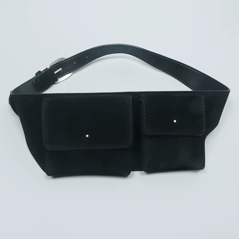 Sac de taille marron minimaliste pour femmes, sac de sport rétro en daim avec ceinture, accessoires