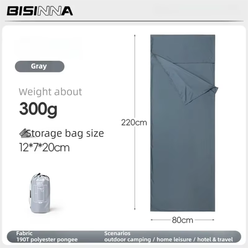 BISINNA – sac de couchage portable avec taie d'oreiller, sac de couchage ultraléger en Polyester Pon