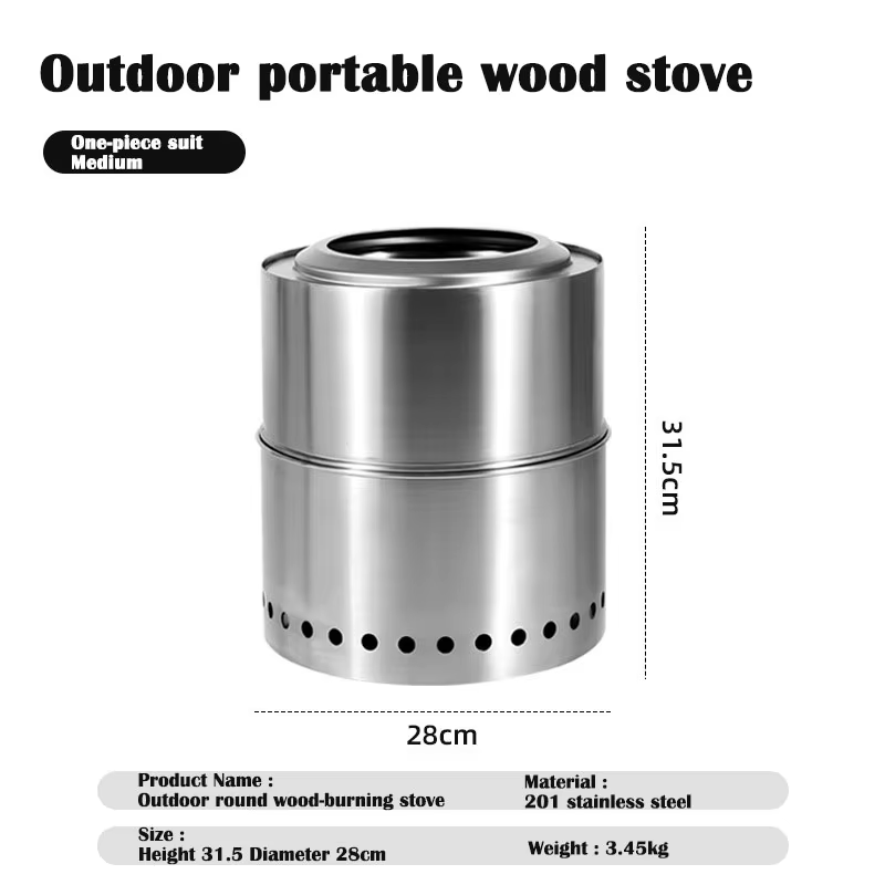 Poêle à bois d'extérieur en acier inoxydable, foyer d'observation du feu, brasero, mini poêle à bois