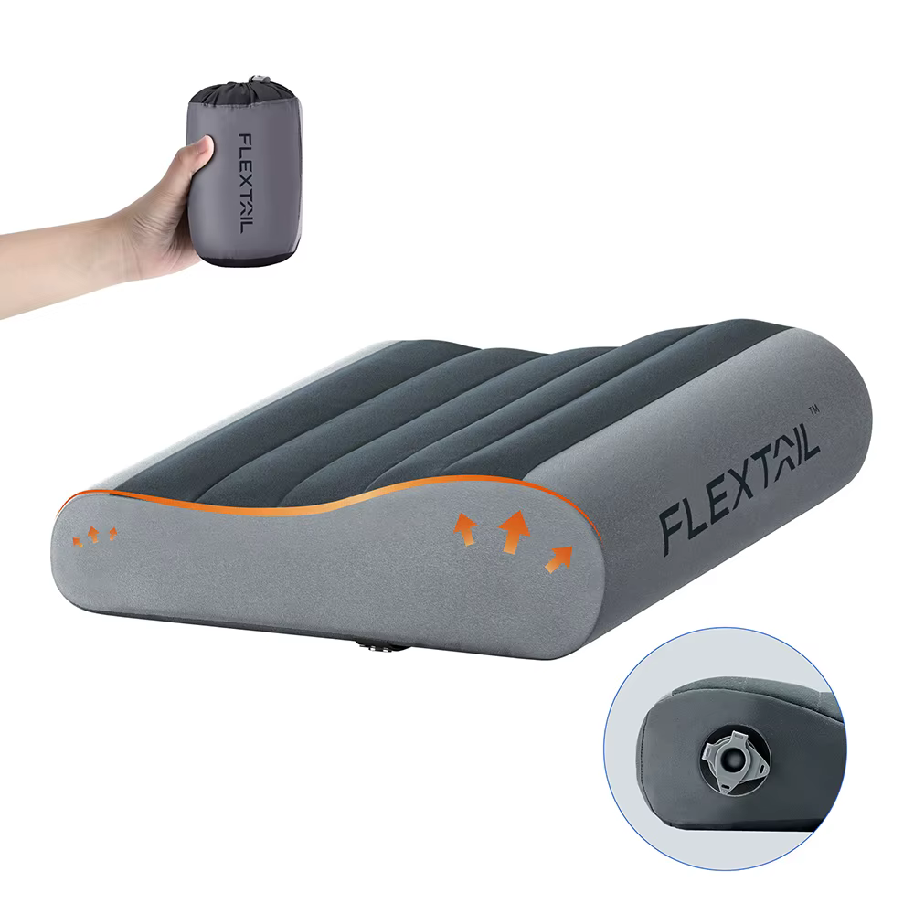 FLEXTAIL Oreiller de camping gonflable, oreiller ergonomique pour voyage et maison, léger et lavable