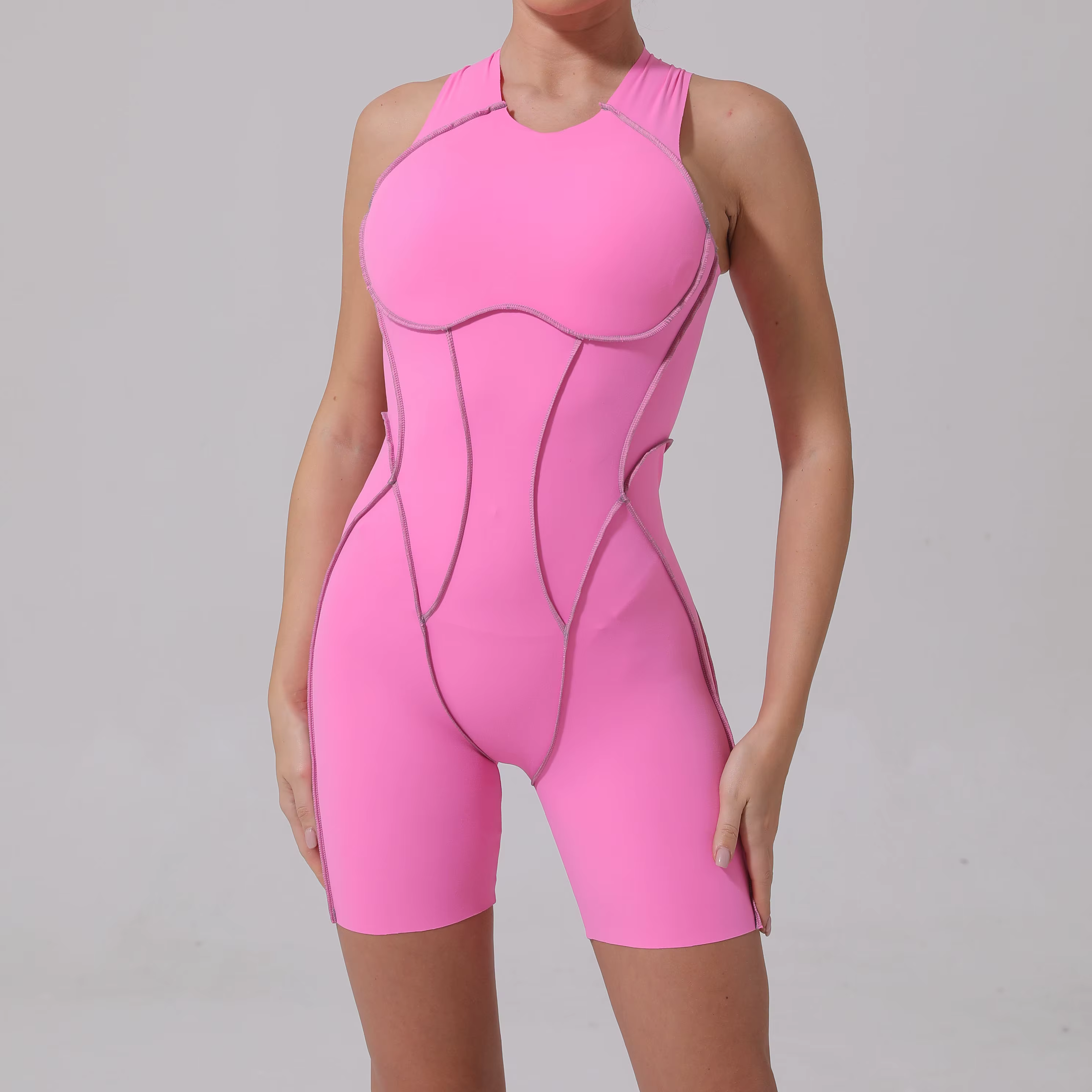 Combinaison de yoga courte pour femme, vêtements de sport, gym, fitness, batterie, danse, course à p