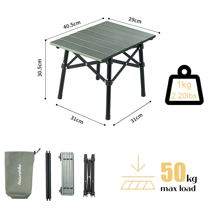 Natureifa-Table pliante portable en alliage d'aluminium, camping en plein air, table de pique-nique