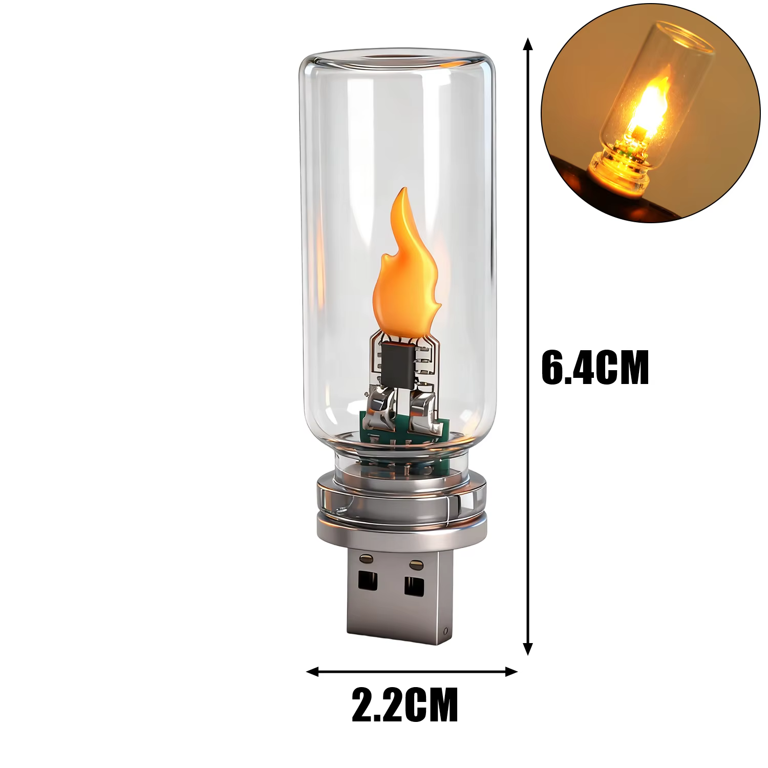 Lampe décorative intérieure de voiture, lumière de Simulation de flamme USB, effet d'incendie mobile