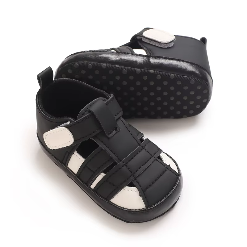 Sandales à bout fermé pour bébé garçon, chaussures respirantes à semelle souple, chaussures de march