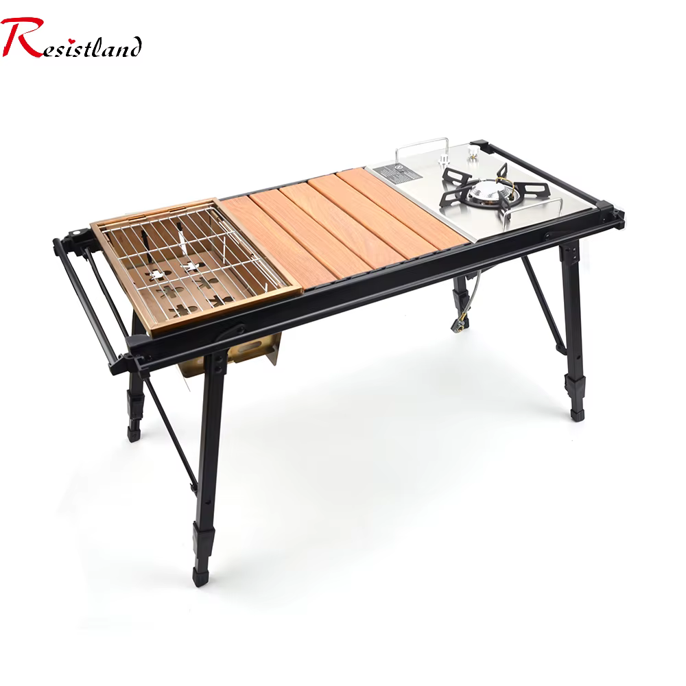 Table pliante et amovible en bois IGT, cuisinière à gaz, Portable et légère, pour barbecue, pique-ni