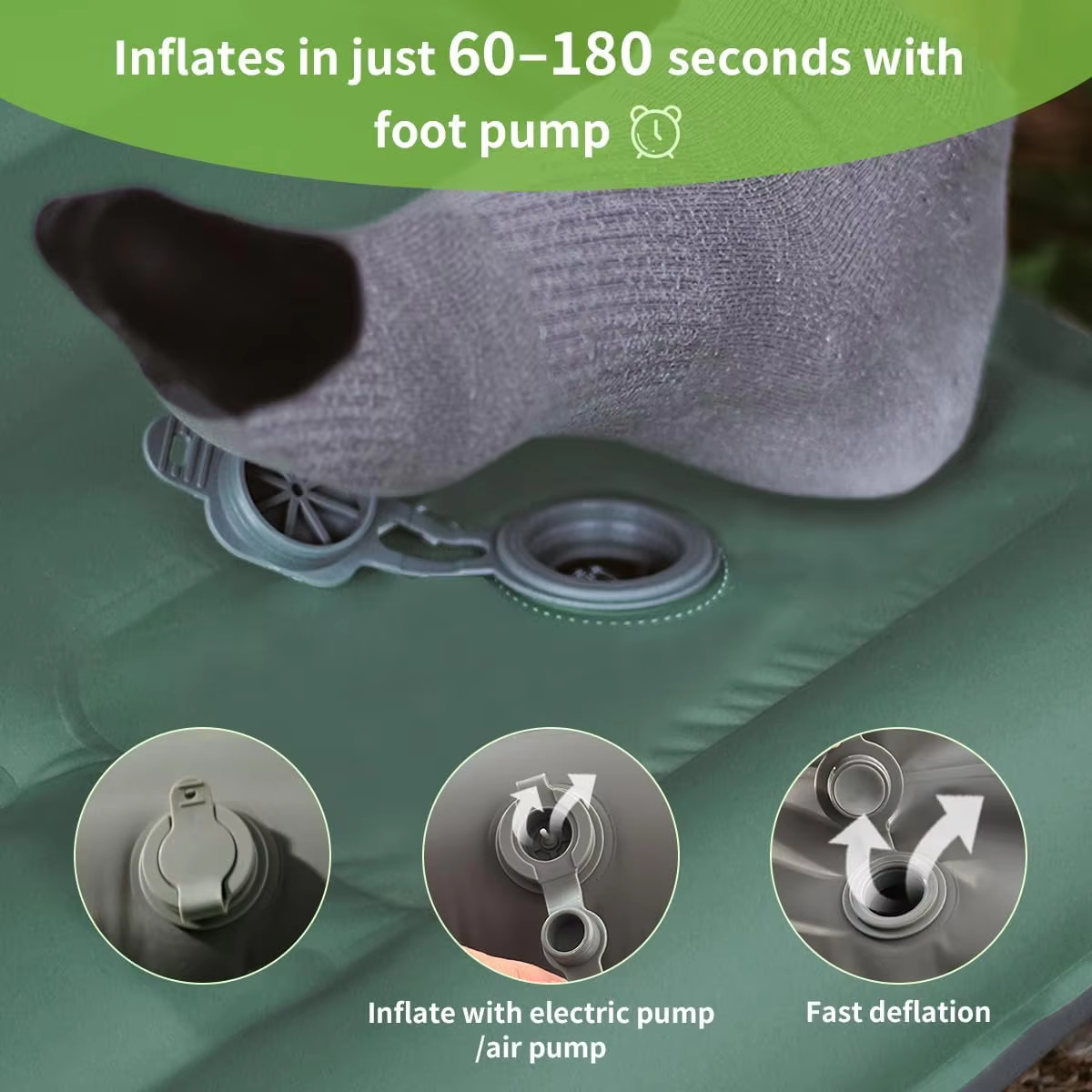 Tapis de couchage de Camping ultraléger Extra épais de 4 pouces, avec oreiller intégré et pompe à pi