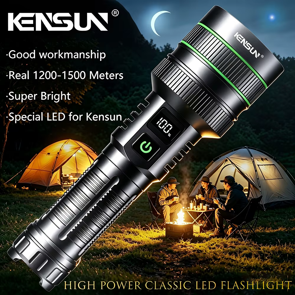 Torche tactique longue portée, lampe de poche LED haute puissance, Rechargeable par USB, lampe à lum