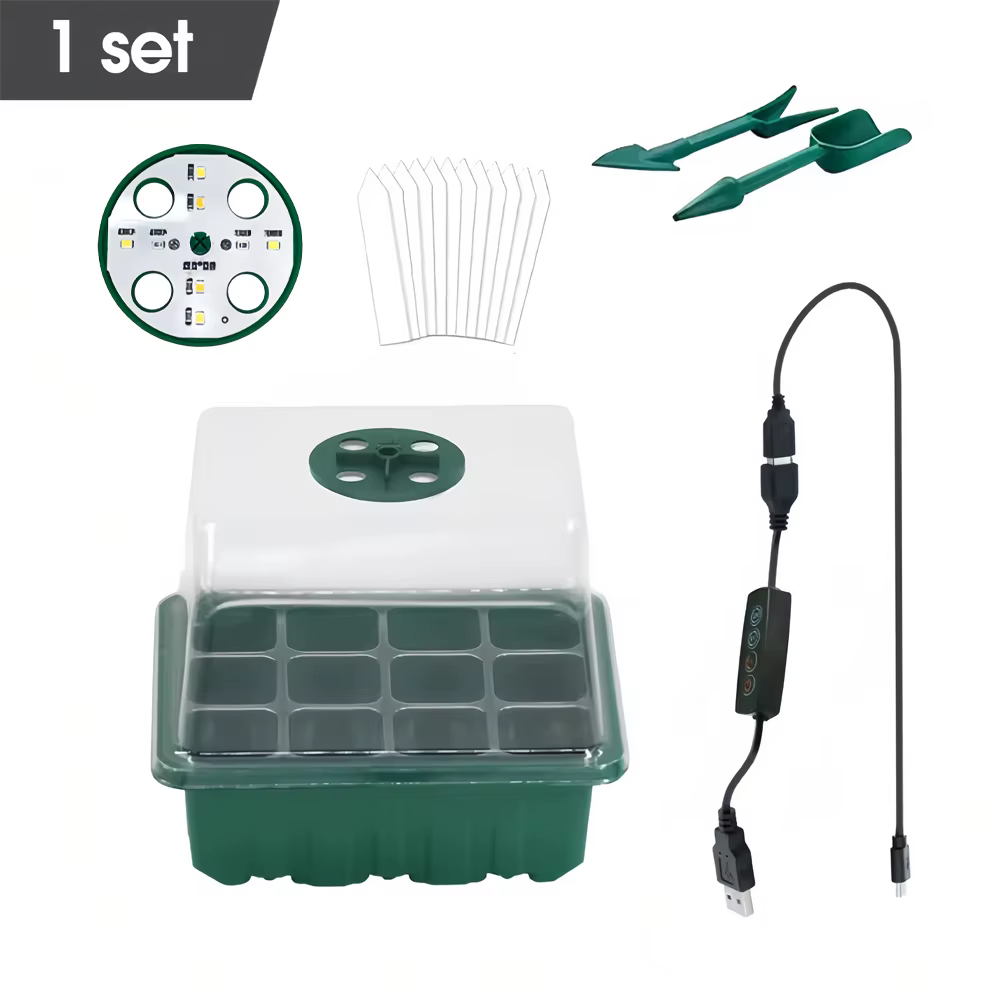 Kit de culture LED pour pépinière, boîte de culture, plateaux de semis pour plantes et fleurs, lampe
