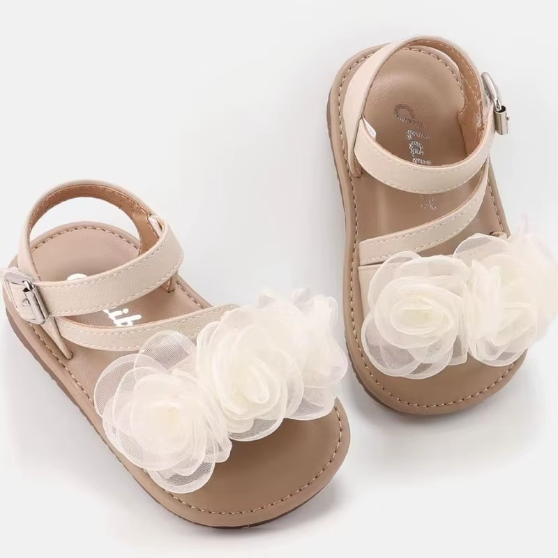 Chaussures de marche pour bébé à bout ouvert, avec jolies fleurs en dentelle, chaussures de plage po
