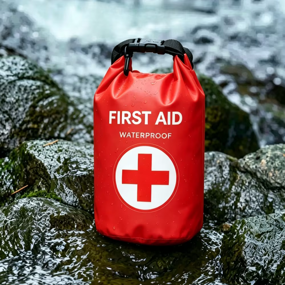 Sac de premiers secours étanche 2L, kit d'urgence à enroulement, visible, pour la pêche, le kayak, l