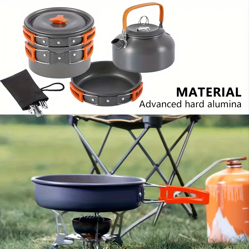 Ensemble de cuisine en alliage d'aluminium ultra-léger, durable et portable pour l'extérieur, rangem