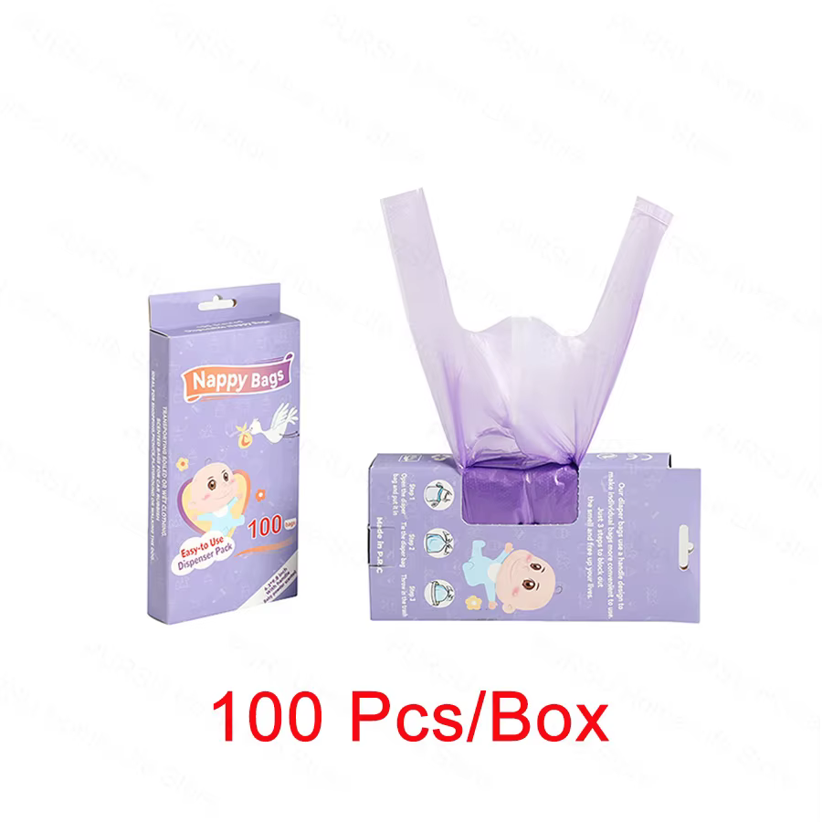 Sacs à couches jetables parfumés, 100/200 pièces, sacs à ordures portables pour produits féminins, s