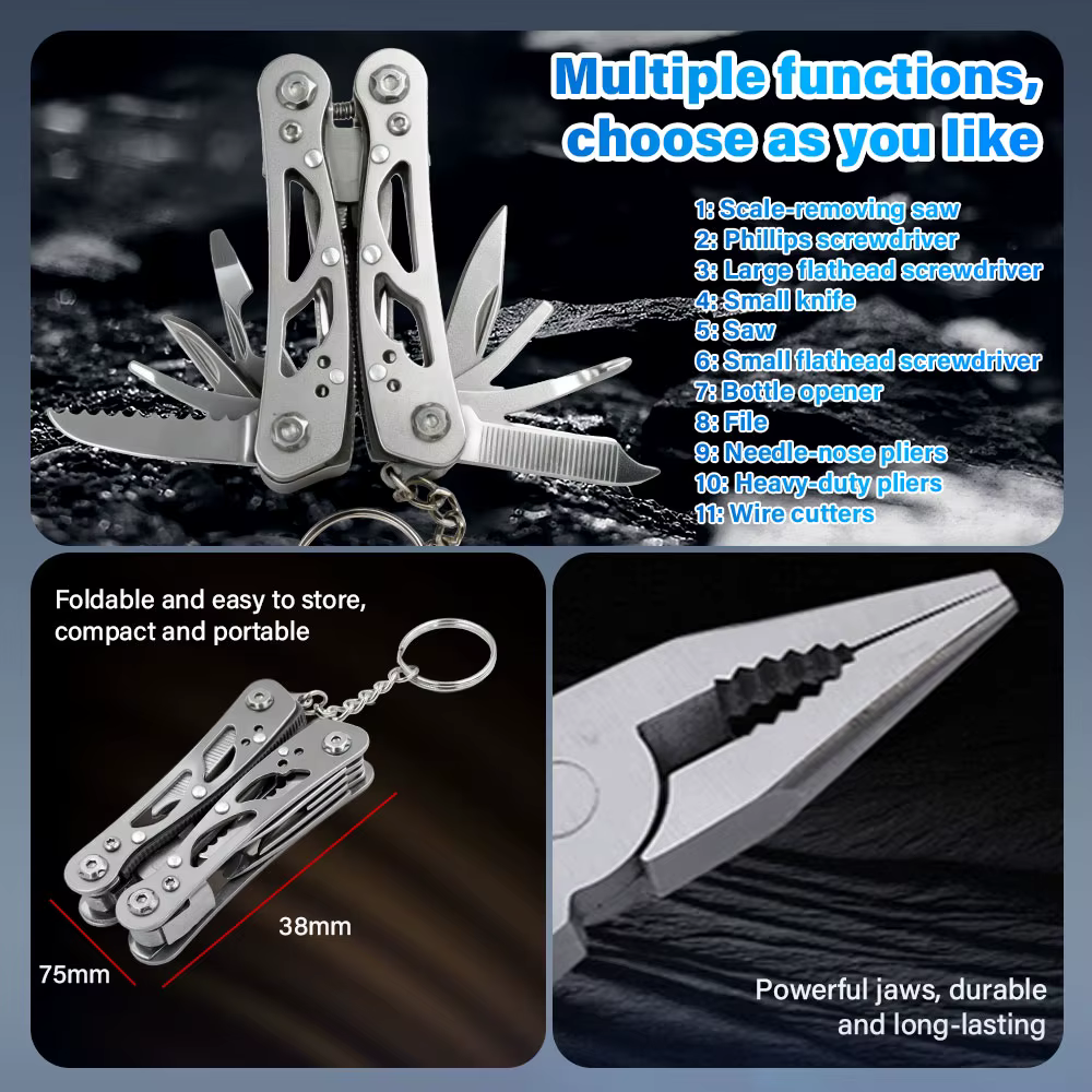 Couteau de poche multifonction pliable, pinces mini portables, outil de réparation multifonctionnel 