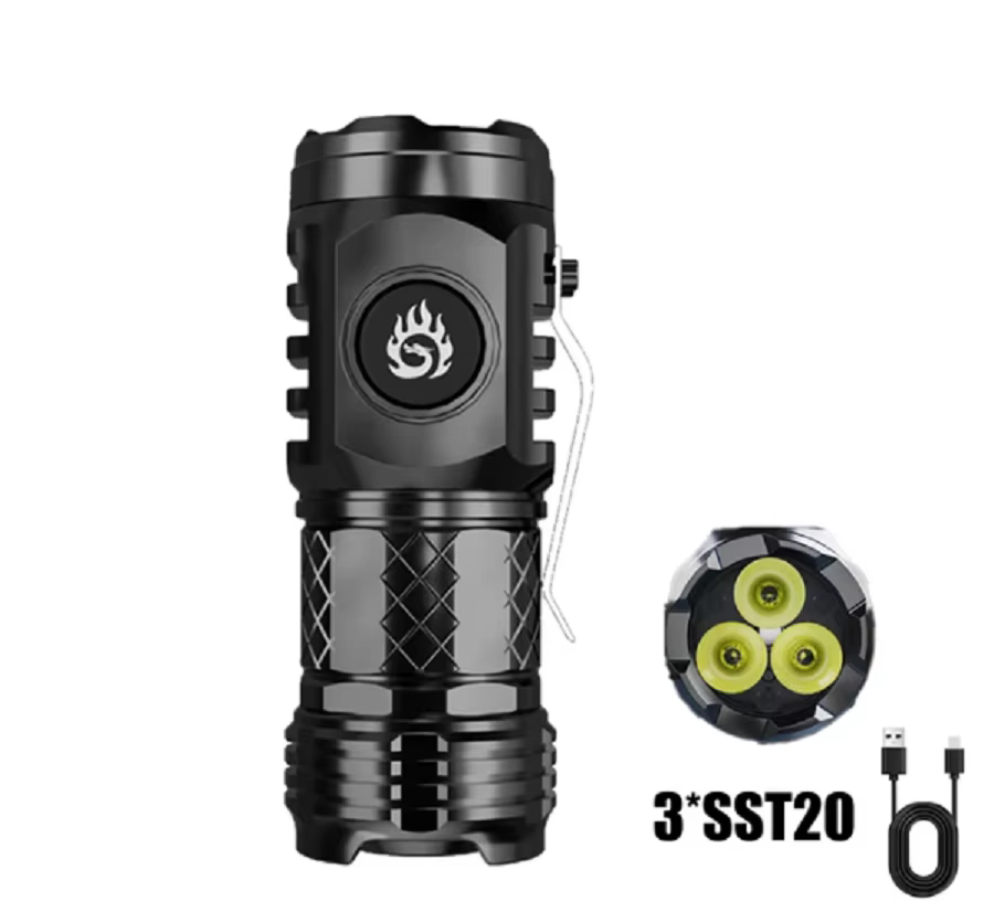 Meilleure vente Mini lampe de poche 18500 torche Ultra puissante 30000lumen lampe de poche haute pui