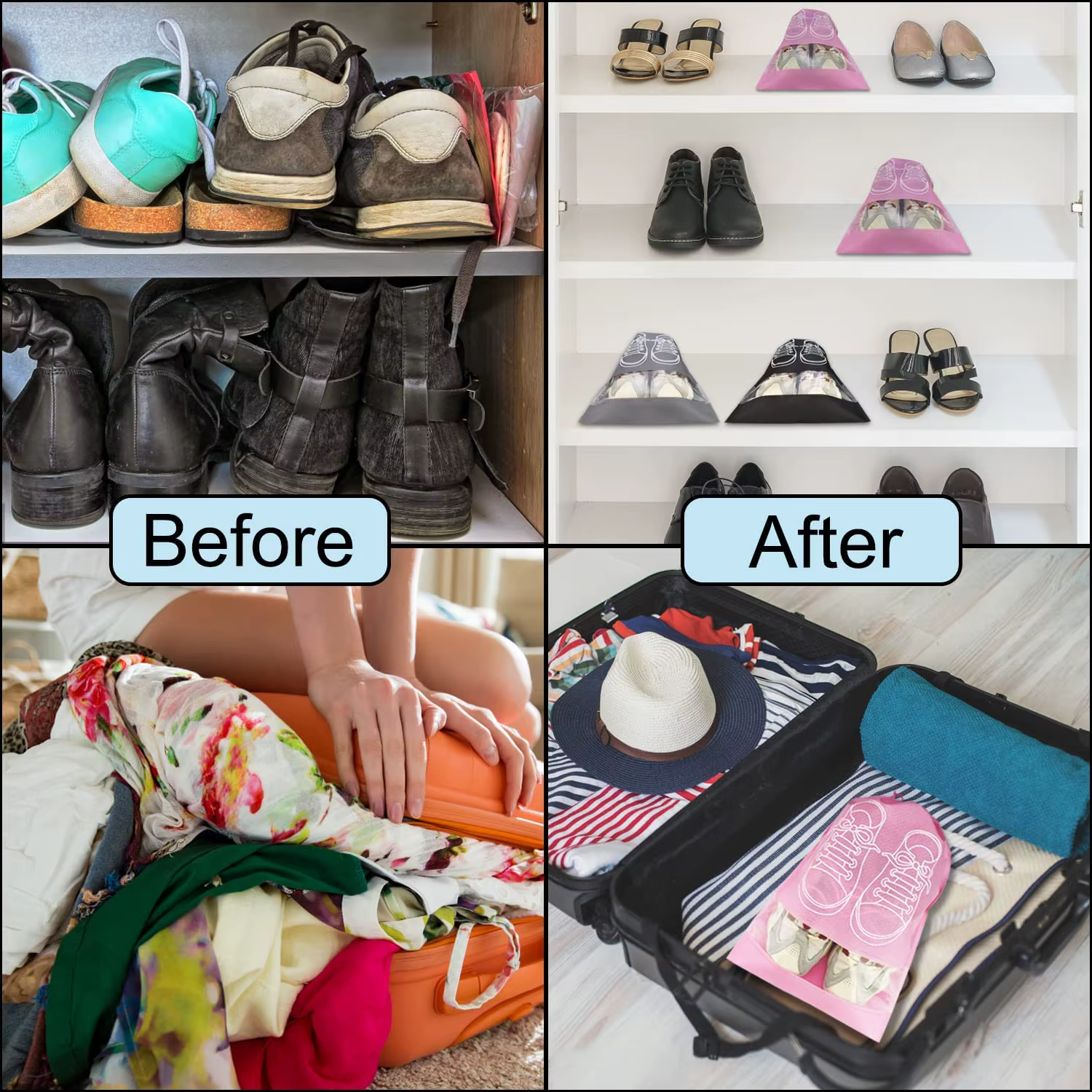 Sacs à chaussures de voyage avec corde, 5/10 pièces, grands organisateurs de rangement de chaussures