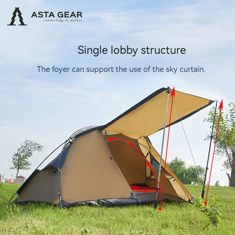 Asta Gear Crescent 1 20D-Tente de camping en nylon et silicone, pour 1 personne, étanche au vent et 