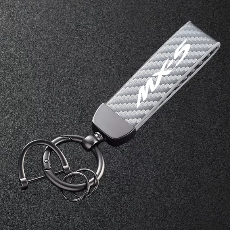 Porte-clés de voiture en cuir texturé en Fiber de carbone, accessoires pour Mazda MX-5 MX5 NB NC ND