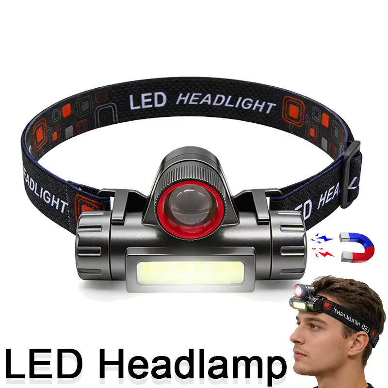 Lampe frontale LED rechargeable puissante avec zoom télescopique - Lampe de travail étanche à haute 