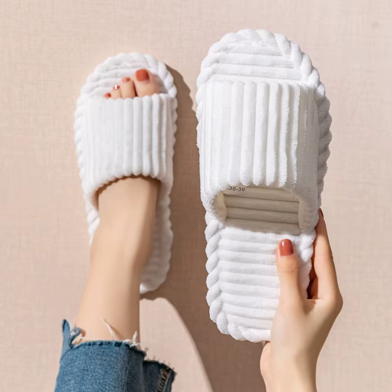 Chaussons d'intérieur ouverts pour femmes, antidérapants, semelle souple, confortables, respirants, 
