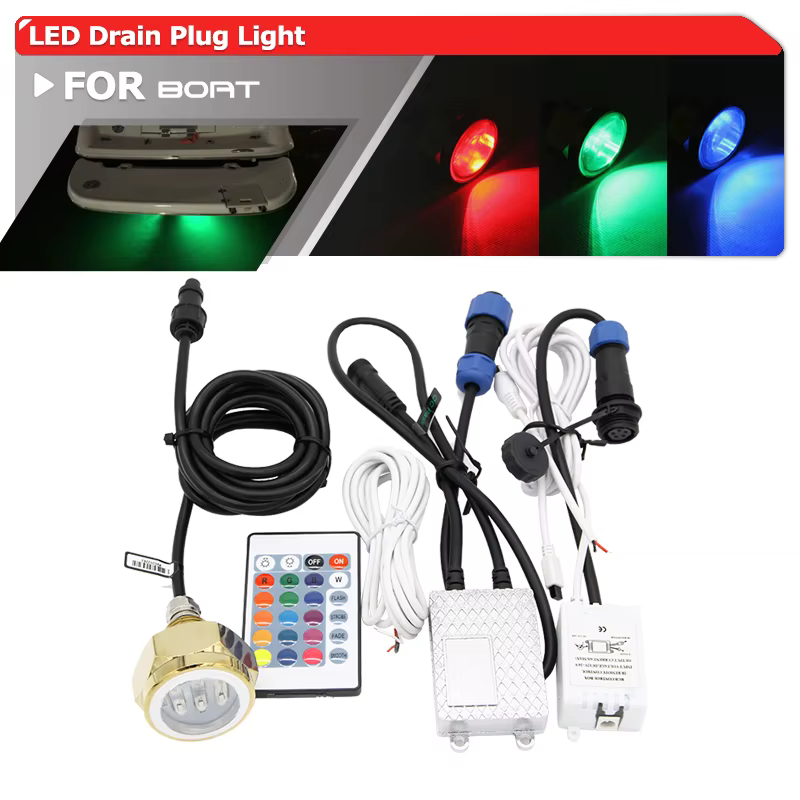 Lampe sous-Marine avec connecteur, 27W, étanche IP68, couleur rvb, pour bateau, Yacht, pêche, 1800lm