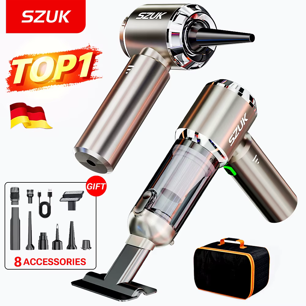 SZUK mini aspirateur le plus vendu, 2025 nouveau aspirateur sans fil  , 985000Pa aspirateur pour voiture puissant,portable aspirateur à main portatif avec dépoussiérage en un clic et brosses multifonc