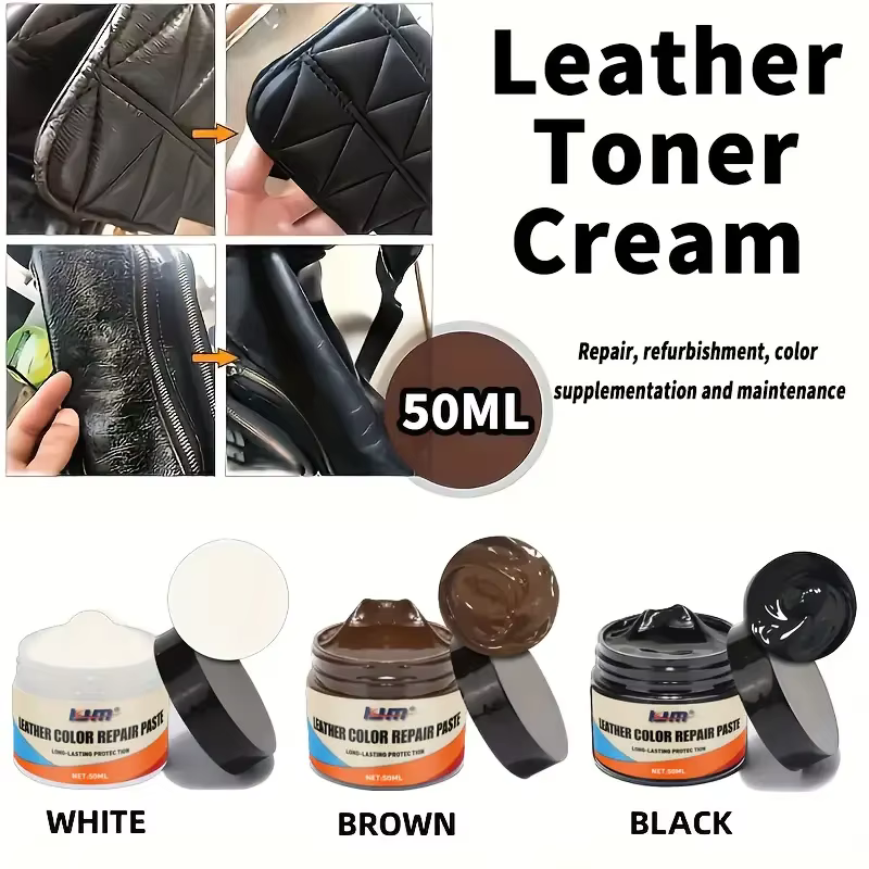 Crème réparatrice de couleur pour cuir – Colorant polyvalent pour chaussures, sacs, canapés et cuir rayé |   Réparations d'usure, de fissures et de décoloration