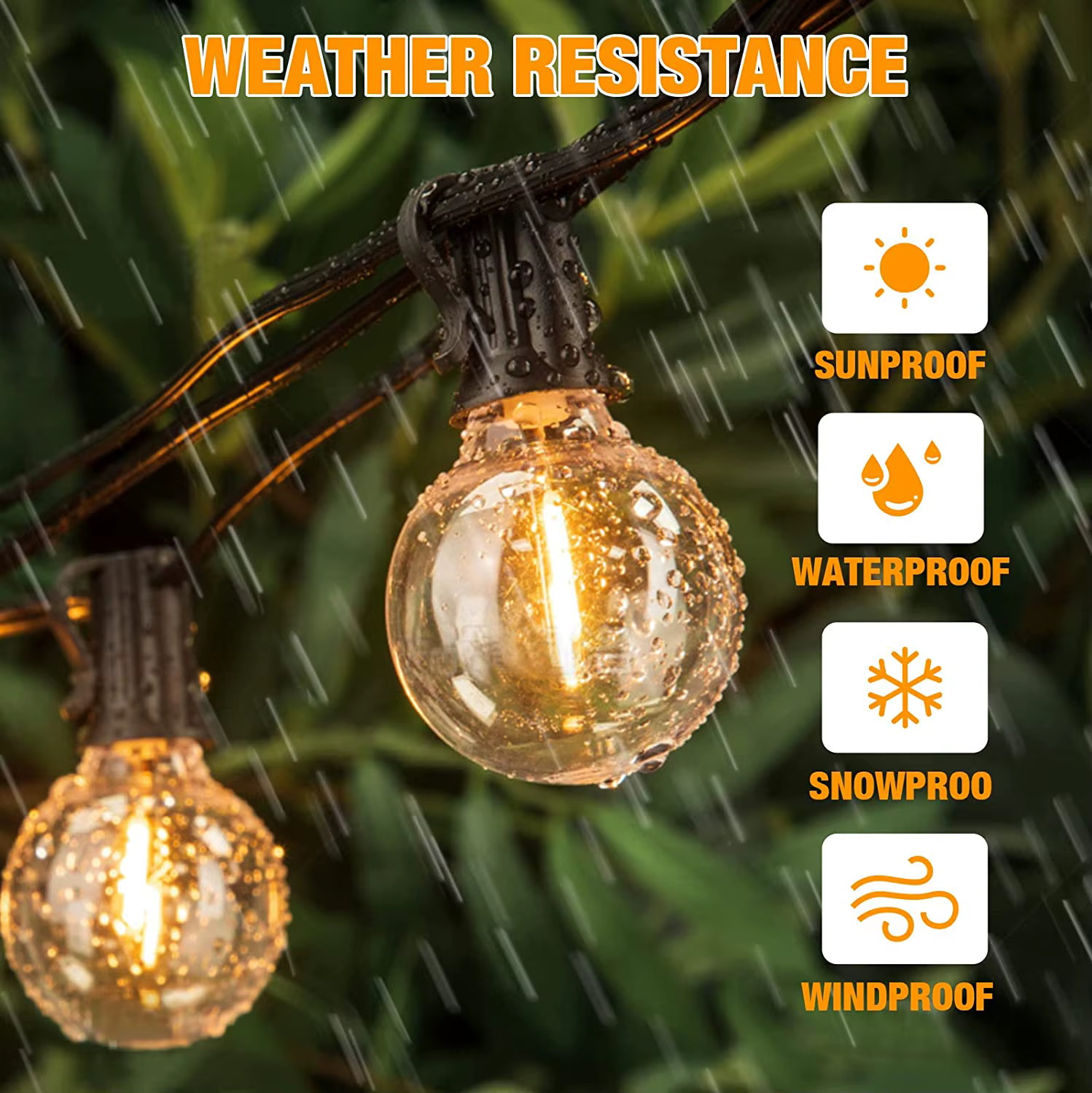 Guirxiété Lumineuse Globe G40, EU 220V, 100FT/30M, 100 Ampoules en Plastique, pour ixde Noël, Jardin, Lampe Décorative
