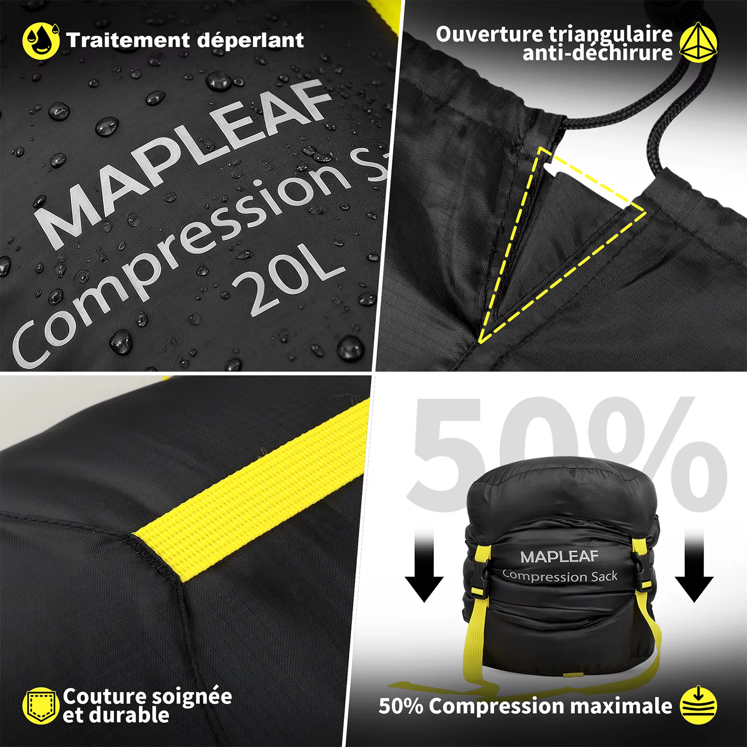 MAPLEAF sac de couchage à Compression ultraléger et étanche