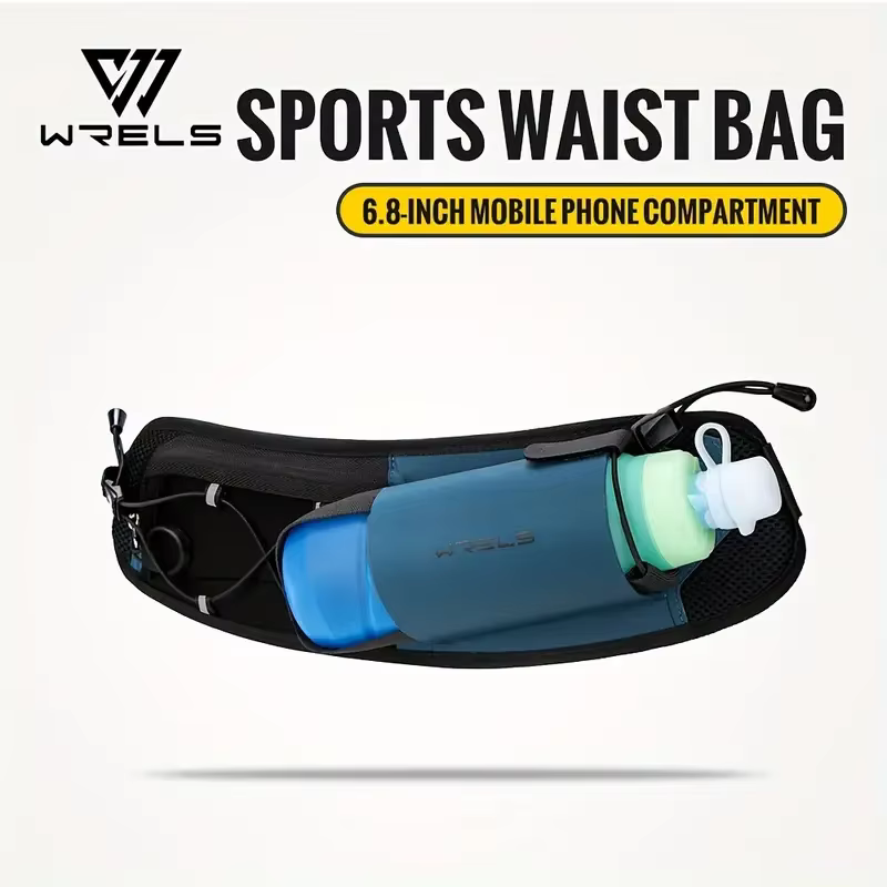 WRELS sac de course sac de taille hommes sac de ceinture Marathon Trail taille Pack pour téléphone bouteille d'eau sport Fanny Pack Fitness double poche