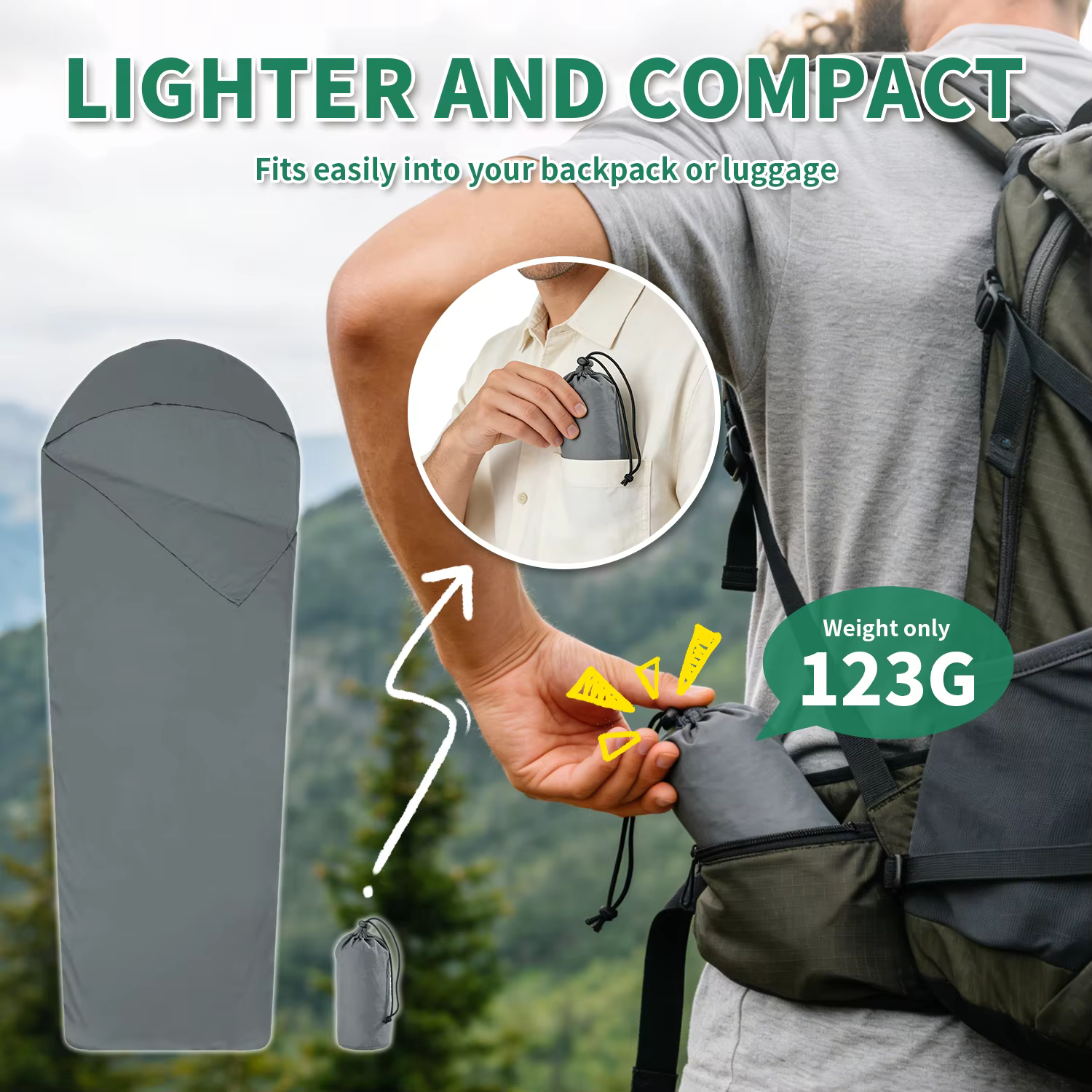 Housse de sac de couchage MAPLEAF ultralégère et portable pour le camping