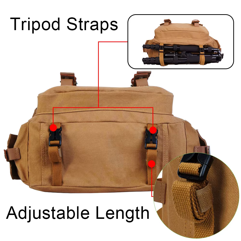 CADeN DSLR appareil photo sacs à bandoulière grande capacité toile sac à bandoulière pour Nikon Canon Sony câble d'objectif trépied organisateur de voyage en plein air