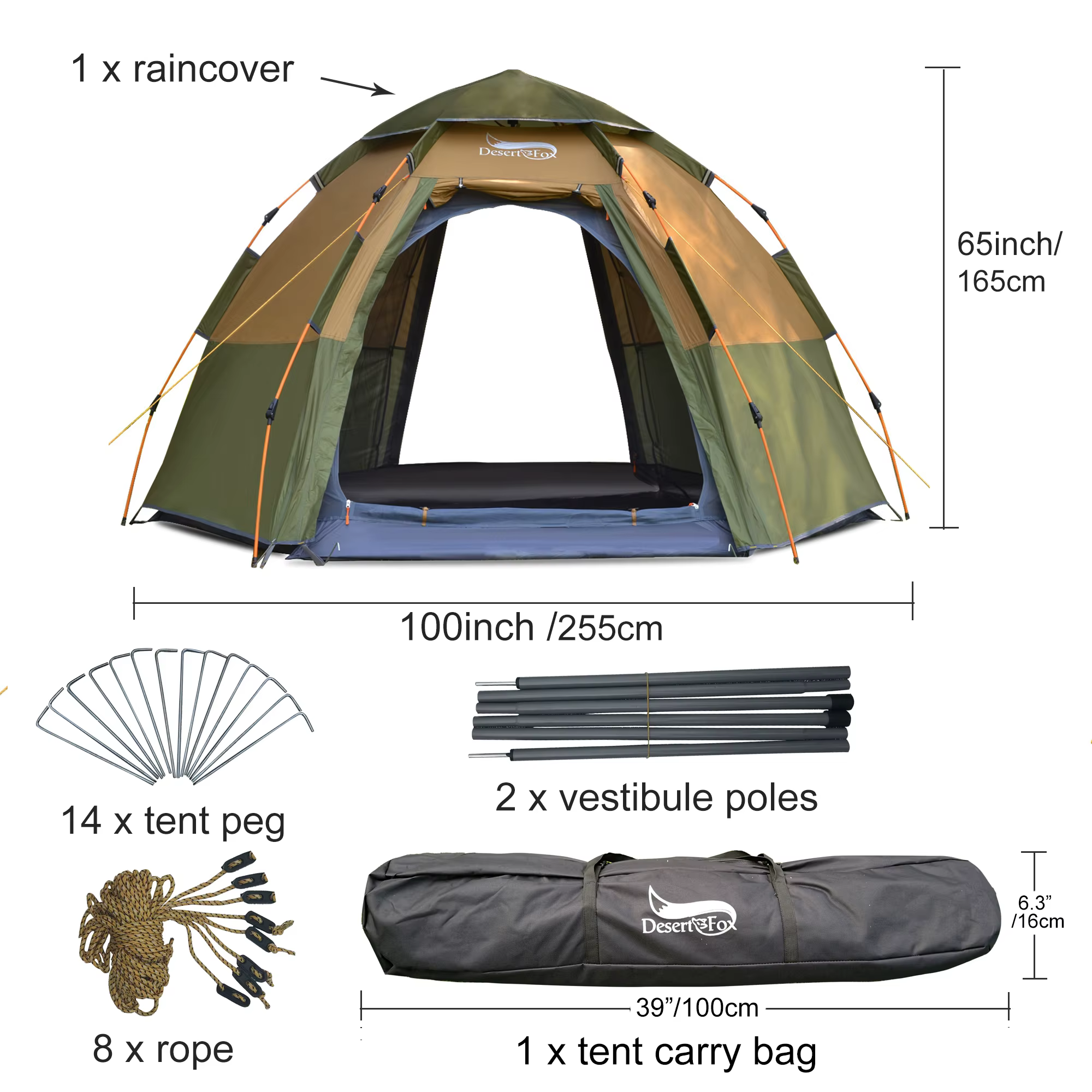 Desert & Fox-Tente Pop-up existent pour Camping Instantané