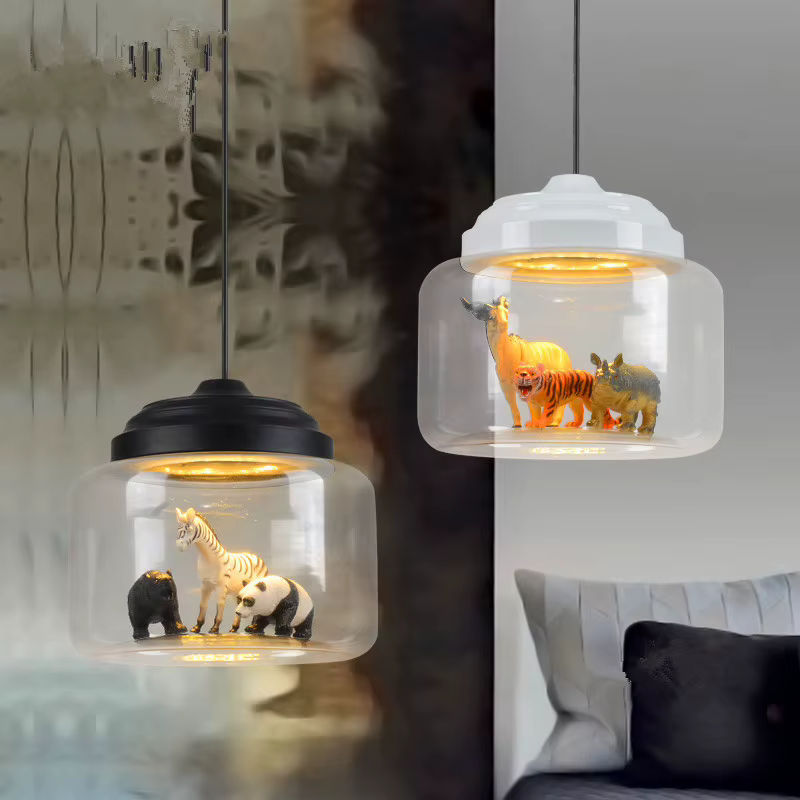 Lampe suspendue nordique Led en forme d'animal mignon, luminaire décoratif d'intérieur, idéal pour une chambre d'enfant ou une chambre d'enfant